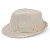 Naturfarbener Hut - Fedora-Style mit bedrucktem Hutband.