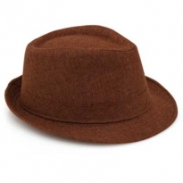 Brauner Hut - Fedora-Style mit bedrucktem Hutband.