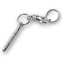 Schlüsselanhänger mit Uhrmacher-Schraubendreher und Einkaufs-Chip