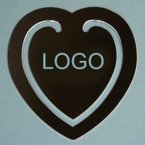 Herz-Lesezeichen aus Metall - Bookmark mit Werbe-Laserung