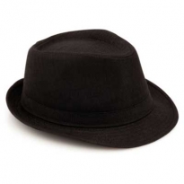 Schwarzer Hut - Fedora-Style mit bedrucktem Hutband.