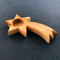 Kerzenhalter aus Olivenholz - Weihnachtsstern - Komet