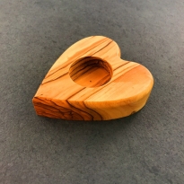 Kerzenhalter aus Olivenholz, Herz