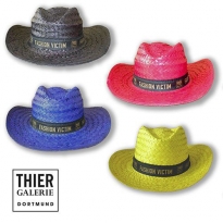 Preiswerter Strohhut mit Logo auf dem Hutband